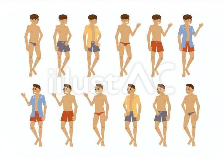 男性水着01 男性,水着,夏のイラスト素材