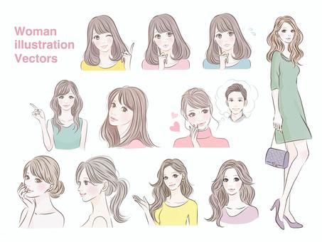 Woman vector illustration assortment, JPG, PNG and AI Woman vector illustration assortment, , JPG, PNG and AI