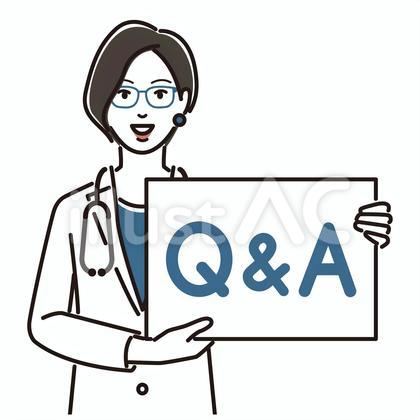 Q&Aのボードを持つ女性医師