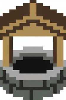 ドット絵の井戸です。 ドット絵,井戸,シンプル,伝統的,木造,ノスタルジック,レトロ,水汲み,屋根,アンティークのイラスト素材