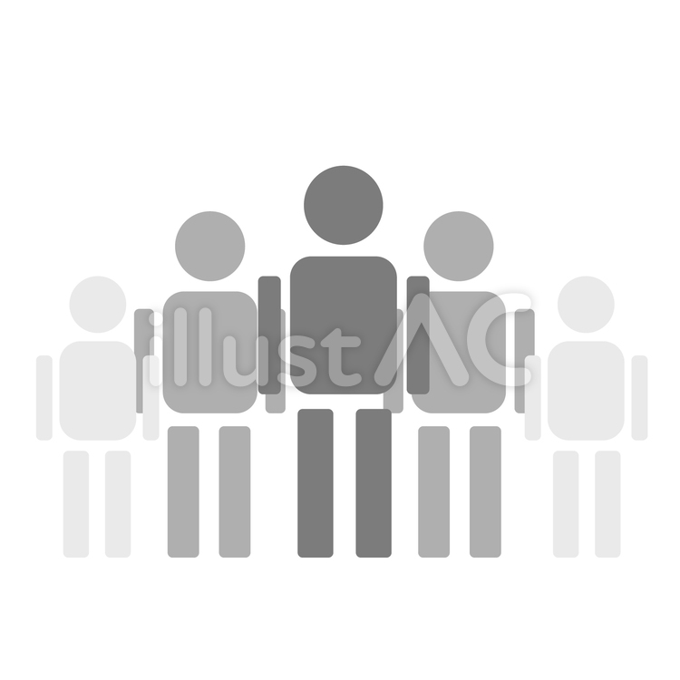 団体（グレー） 団体,満席,大人数のイラスト素材