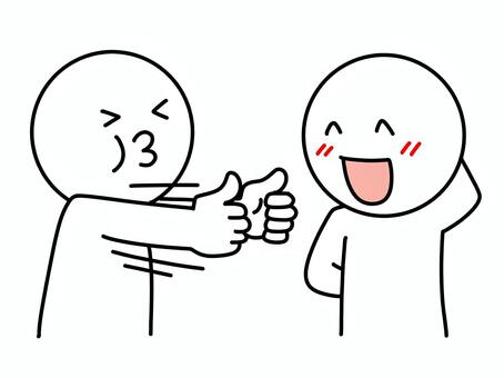 褒められて喜ぶ棒人間 褒める,喜ぶ,棒人間,2人,グッド,照れる,嬉しい,笑顔,友達,かわいいのイラスト素材