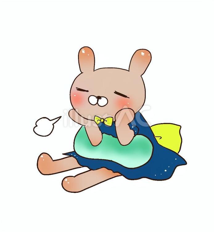 ブレイクタイムうさぎさん うさぎ,休憩,ため息のイラスト素材