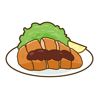 とんかつ とんかつ,和食,食べ物,揚げ物,キャベツ,料理のイラスト素材