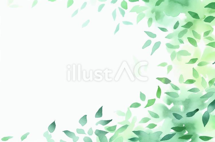水彩風の緑の葉っぱの飾り枠 緑,フレーム,背景のイラスト素材