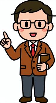 茶色の男性の先生です。 授業,先生,シンプル,教師,学び,勉強,指導,学習,説明,学ぶのイラスト素材