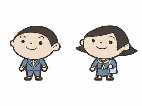 中学生(男子・女子) 中学生(男子・女子) 生徒,学校,中高生,中学生,男子,女子,制服,ブレザー,セーラー服,十代のイラスト素材