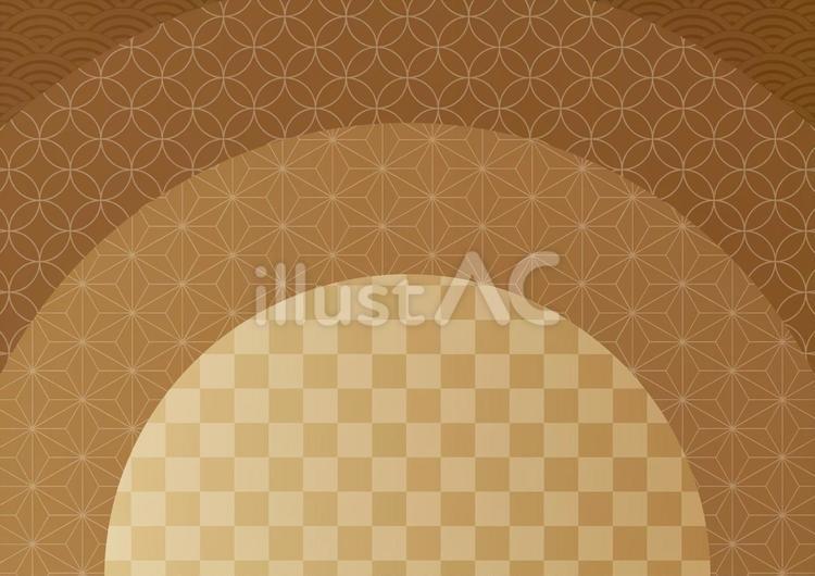 金色の半円の和風背景素材 和風,和柄,円のイラスト素材