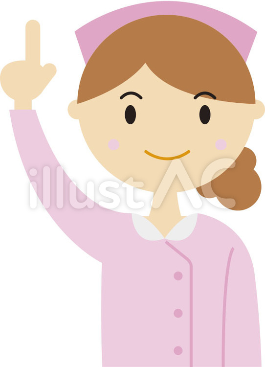 指をさす看護婦さんのイラスト かんごふ,びょういん,准看護師のイラスト素材