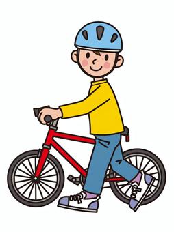 自転車の男の子 自転車,男の子,子ども,ヘルメット,乗り物のイラスト素材