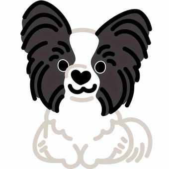 ハート鼻のパピヨン（おすわり）4 パピヨン,犬,動物,ハート,鼻,おすわり,シンプル,かわいい,キュート,デフォルメのイラスト素材