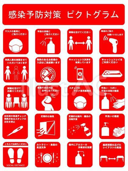 無料の感染症対策アイコン 赤