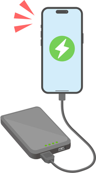 モバイルバッテリーでスマホを充電 モバイルバッテリー,スマホ,充電,スマートフォン,充電ケーブル,携帯充電,電池残量,電力供給,防災,停電対策のイラスト素材