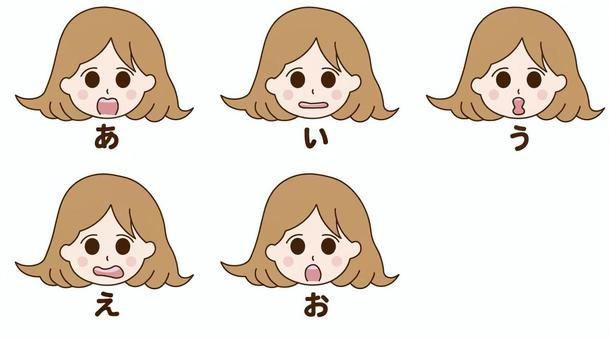 あいうえお　喋る口 あいうえお,喋る,口,読む,女の子,茶髪,可愛い,人物のイラスト素材