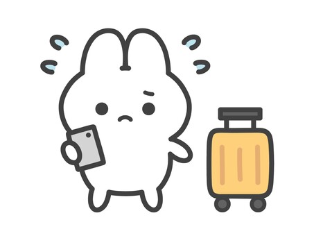 旅行先でトラブルにあって困るうさぎ うさぎ,旅行,旅,観光,迷子,旅行トラブル,トラブル,困る,困った,スーツケースのイラスト素材