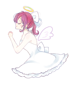 願う天使風の女性 天使,願い,願う,可愛い,ファンタジー,1人,祈る,祈り,神聖,笑顔のイラスト素材