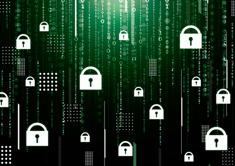 マトリックスとセキュリティのデジタル背景 デジタル,セキュリティ,マトリックス,数字,コンピューター,鍵,光,スタイリッシュ,緑色,背景のイラスト素材