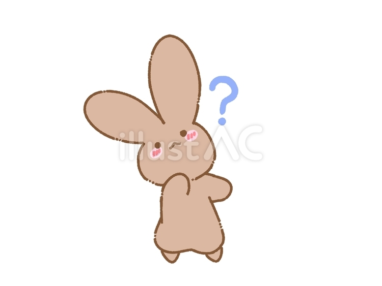 ハテナを浮かべる茶色うさぎ うさぎ,茶色,ブラウンのイラスト素材