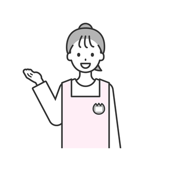 SS単体_保育士の女性17 大人,20代,30代,40代,保育士,先生,幼稚園,エプロン,保育,教諭のイラスト素材