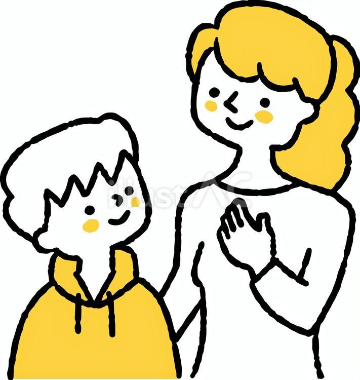 子どもを励ますお母さん 子ども,お母さん,励ますのイラスト素材