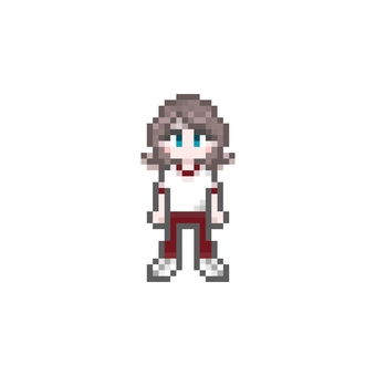 ドット絵のジャージ姿の女子生徒 半袖 ドット絵,ピクセル,女子高生,中学生,高校生,制服,ジャージ,体操服,半袖,ズボンのイラスト素材