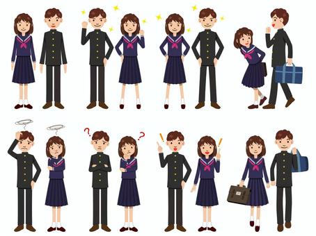 學生擺姿勢 1, 学生, 初中生, 高中生, JPG 和 PNG