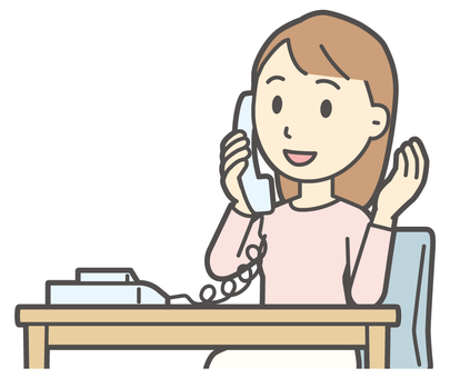  ロングヘア女性-404-バスト 電話,女性,女の子,人物,かわいい,通話,受話器,もしもし,問合せ,電話相談のイラスト素材