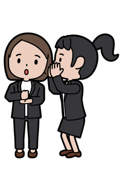 耳打ちする人 内緒,秘め事,秘密,内密,耳打ち,こっそり,小声,納得,女性,スーツのイラスト素材