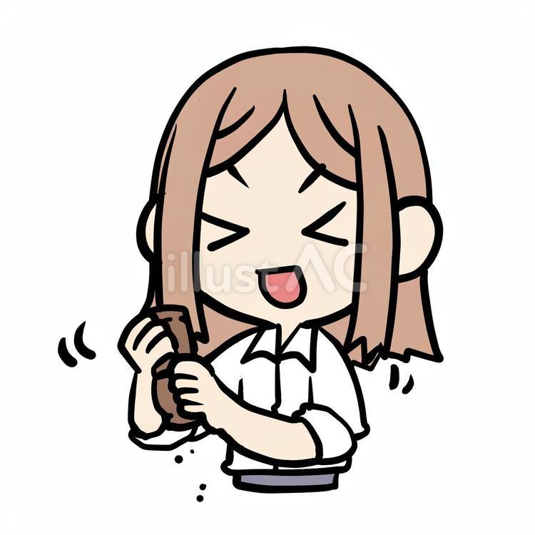 笑顔でミルを使う女性 女性,ミル,調味料のイラスト素材
