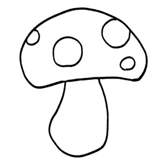 きのこの線画 きのこ,食べ物,山菜,手描き,線画のイラスト素材