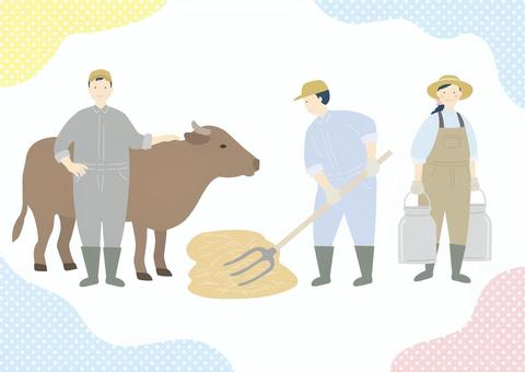 畜産　酪農 牛,畜産,家畜,酪農,畜産農家,就農,自然体験,自給自足,就農移住,農業のイラスト素材