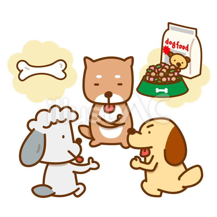 ことわざのイラスト：三人寄れば文殊の知恵 いぬ,話し合い,動物のイラスト素材