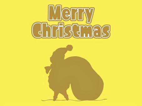 サンタのシルエットとテキスト　黄色背景