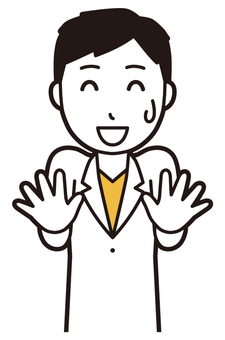  男性医師白衣(黄)-015-バスト ごまかす,医者,医師,男性,白衣,スクラブ,病院,医療,ドクターコート,先生のイラスト素材
