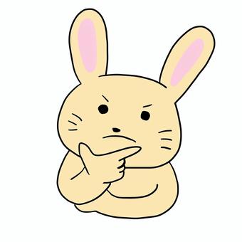 う〜んと考えるうさぎ うさぎ,キャラ,ポップ,かわいい,動物,考える,悩む,困る,わからない,思案のイラスト素材