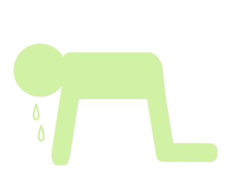 絶望と挫折・四つん這いで泣いている人物 棒人間,人物,疲労,疲れ,絶望,挫折,失敗,限界,過労,ストレスのイラスト素材