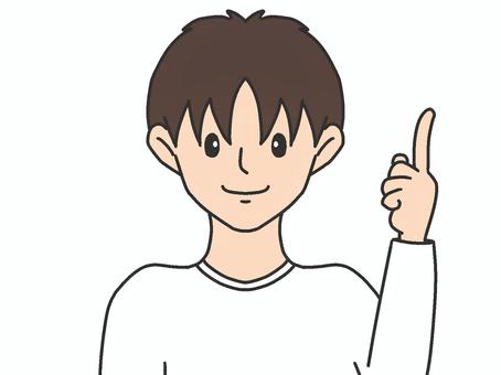 指差し　男性 指差し,男性,人物,上半身,指,イラスト,手描き,シンプル,挿絵,素材のイラスト素材