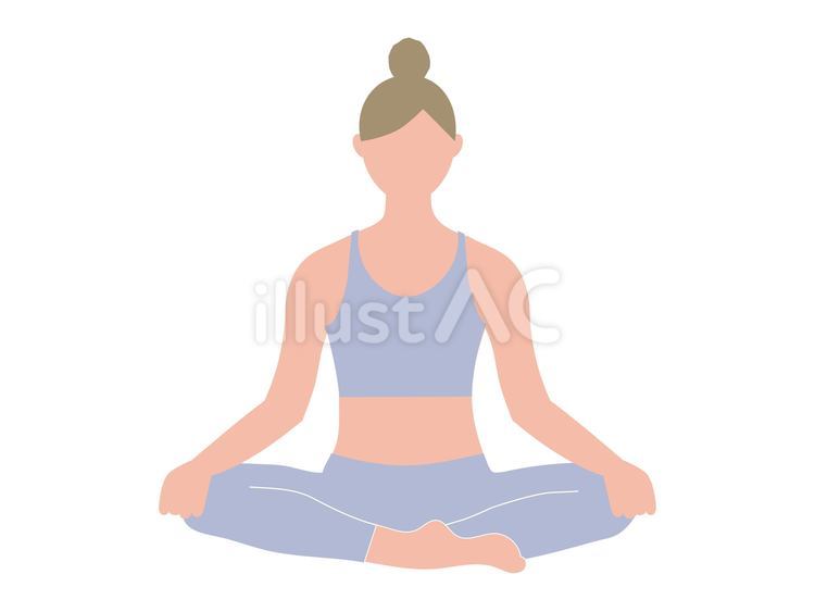 ヨガをしている女性のイラスト素材07 ヨガ,健康,体操のイラスト素材