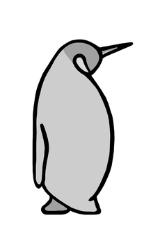 右を見る後ろ姿のキングペンギン キングペンギン,オウサマペンギン,ペンギン,鳥,水族館,1羽,立つ,白,黒,グレーのイラスト素材