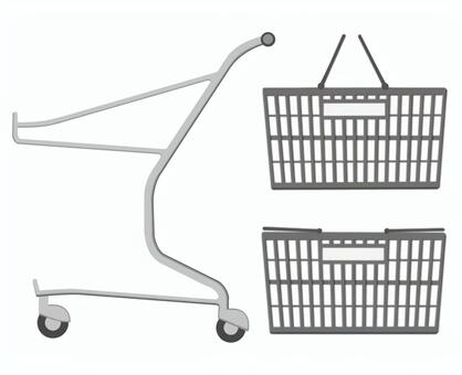 スーパーショピングカートとかご　単色 ショッピング,カート,お店,リアル,単色,かご,横のイラスト素材