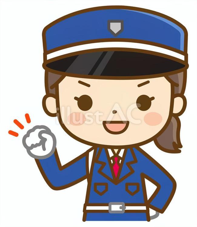 やる気を出す警備員の女性 警備員,警備,守衛のイラスト素材