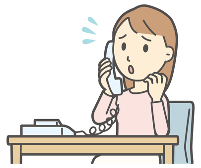  ロングヘア女性-255-バスト 電話,慌てる,女性,女の子,人物,かわいい,失敗,トラブル,心配,焦るのイラスト素材