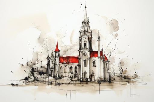 Illustration, church, building, appearance, 