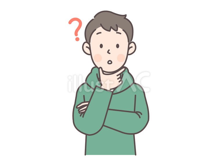 考え事をするパーカーを着た男性 人物,男性,パーカーのイラスト素材