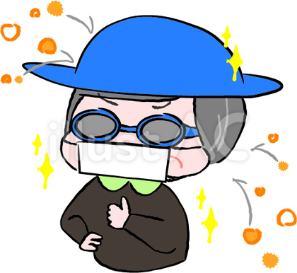 花粉症対策バッチリな老人男性