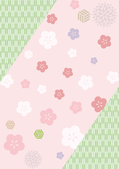 梅と矢絣の背景-1（A4縦） 矢絣,三崩し,梅のイラスト素材