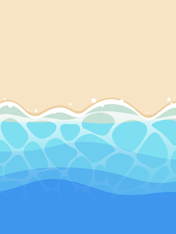 青い波打ち際と砂浜の背景2 縦 海,背景,壁紙,シンプル,かわいい,砂浜,波,ビーチ,青,コピースペースのイラスト素材