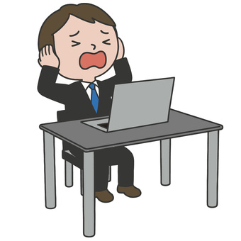 パソコンする人 パソコン,故障,分からない,炎上,sns,絶望,挫折,悩み,困惑,苦悩のイラスト素材