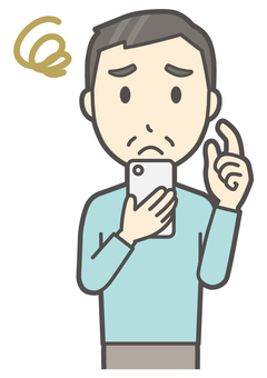 ニット中年男性-007-バスト  ニット中年男性-007-バスト スマホ,困る,おじさん,男性,中年,お父さん,パパ,シニア,ミドルエイジ,人物のイラスト素材