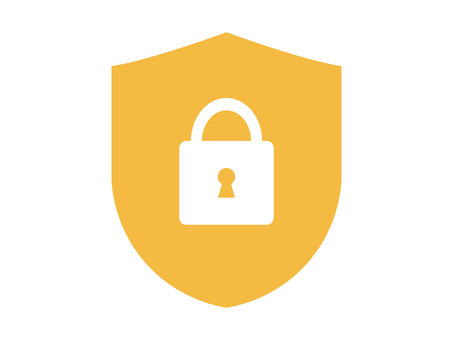 セキュリティ（鍵・シールド型・黄） セキュリティ,ガード,安全,鍵,アイコン,インターネット,ネットワーク,サイバー,クラウド,デジタルのイラスト素材
